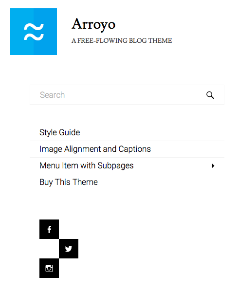 Both navigation menus are located in the "header" of Arroyo.