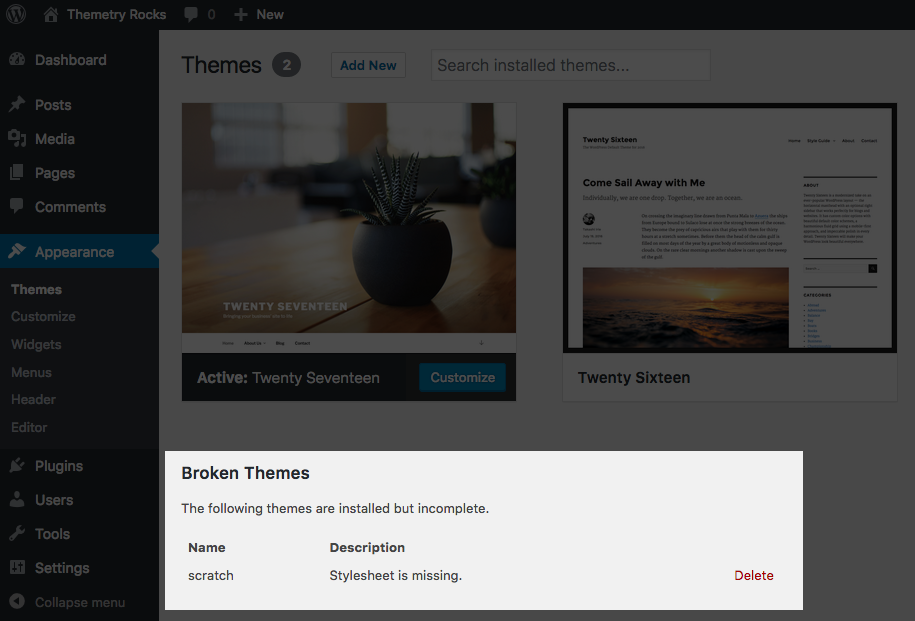 Stylesheet missing error